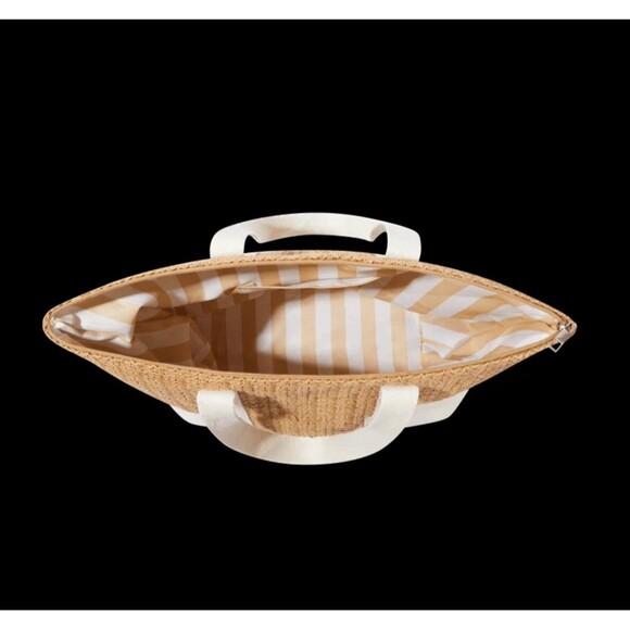 NWT Show Me Your Mumu Sunseeker Tote Bag Canvas Straw Slouchy White Beige Large - Picture 3 of 10